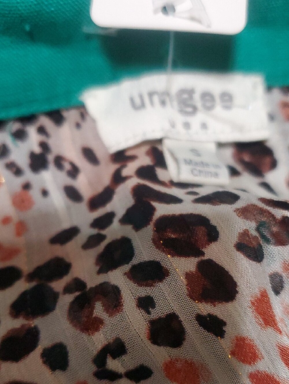 Umgee Teal Button-Front Short Sleeve Blouse with Metalic.Printed Trim. - Picture 2 of 6
